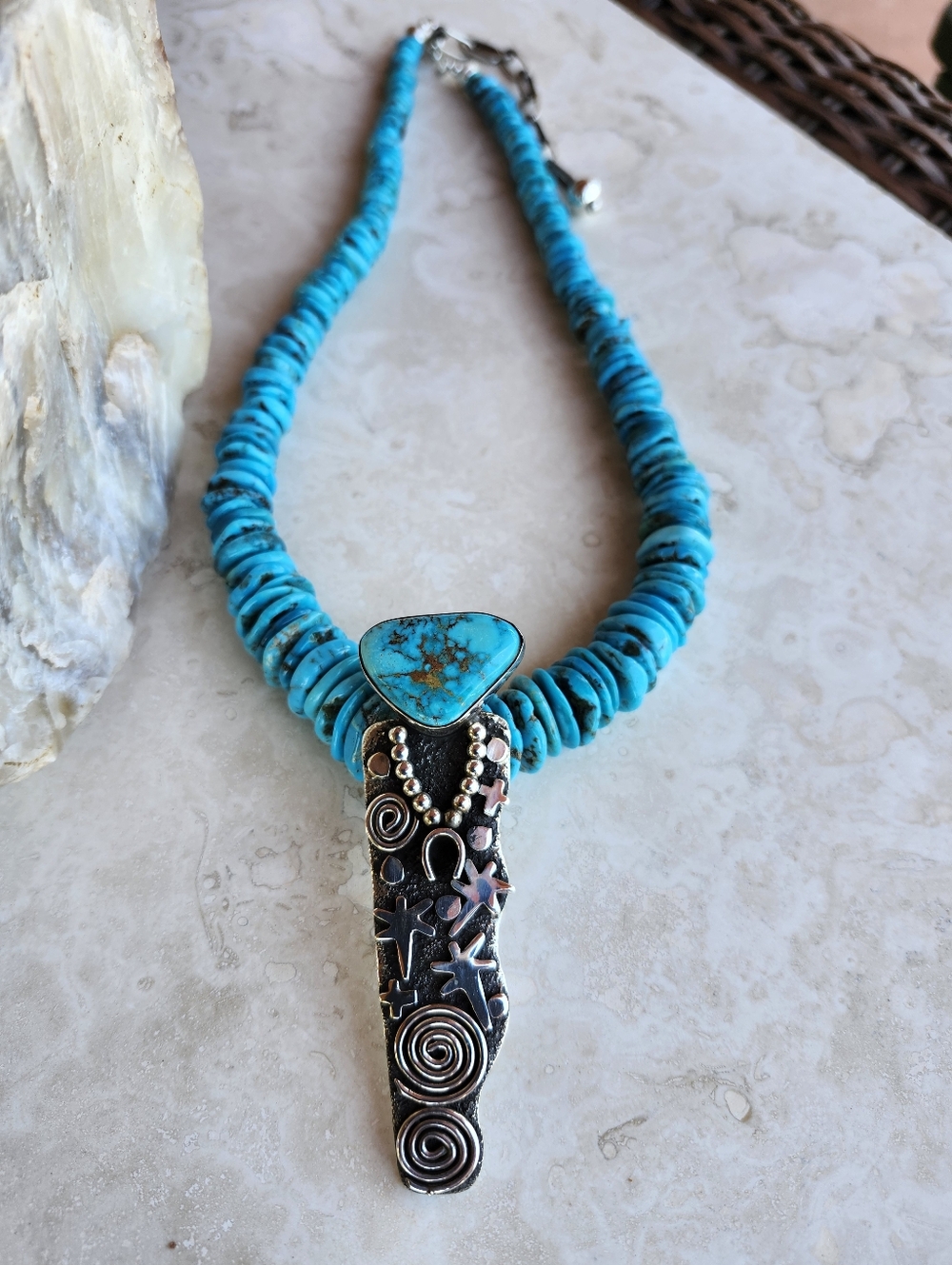 Sterling Silver Navajo Alex Sanchez Statement Necklace - Picture 4 of 17
